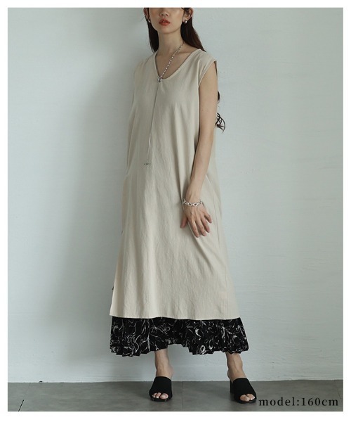 Sawa a la mode(サワアラモード)の「ノースリーブコットンチュニック(チュニック・レディース・ベージュ/ブラック・FREE)」の21枚目の写真
