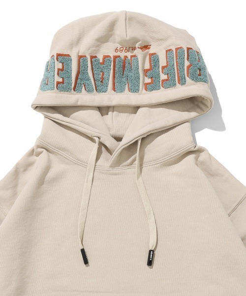 KRIFF MAYER Lady's Collection（クリフメイヤーレディースコレクション）の「【乾きやすい】サガラ刺繍裏起毛パーカー(フードロゴ)（スウェット・レディース・ブラウン/ナチュラル/パープル/ベージュ/チャコール/カラフル/グリーン/レッド・LARGE/MEDIUM）」の3枚目の写真