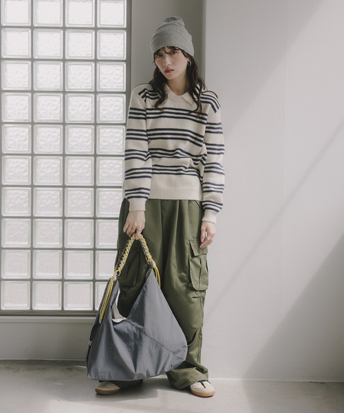 210nouve（トゥージュヌーブ）の「配色 ドローコード ナイロン ショルダーバッグ（ショルダーバッグ・レディース・グレー/イエロー/レッド/アイボリー・FREE）」の19枚目の写真