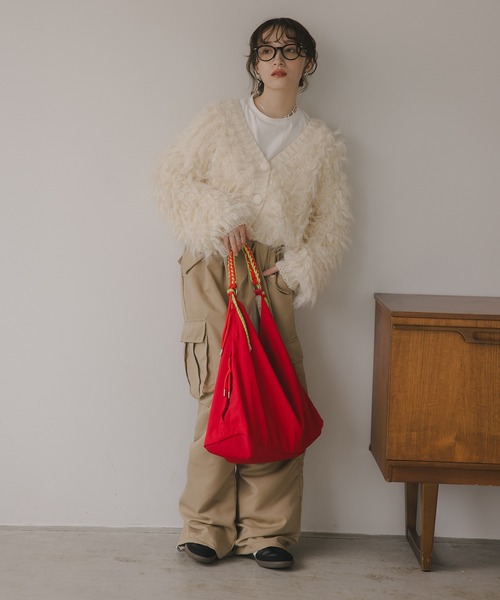 210nouve（トゥージュヌーブ）の「配色 ドローコード ナイロン ショルダーバッグ（ショルダーバッグ・レディース・グレー/イエロー/レッド/アイボリー・FREE）」の21枚目の写真