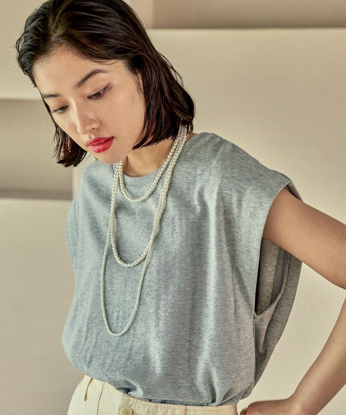 LEPSIM(レプシィム)の「ライト裏毛ノースリーブ 571374(Tシャツ/カットソー・レディース・ライトブルー/ブラック/グレイッシュベージュ・FREE)」の21枚目の写真