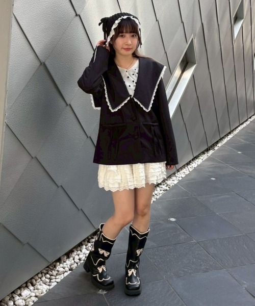 Candy Stripper（キャンディストリッパー）の「SAILOR COLLAR ジャケット（テーラードジャケット・レディース・ブラック/グレー・FREE）」の19枚目の写真