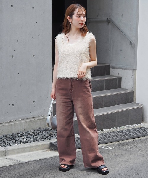 tiptop（ティップトップ）の「ラメフェザー2wayベスト（ベスト・レディース・グレー/チャコールグレー/アイボリー・FREE）」の4枚目の写真