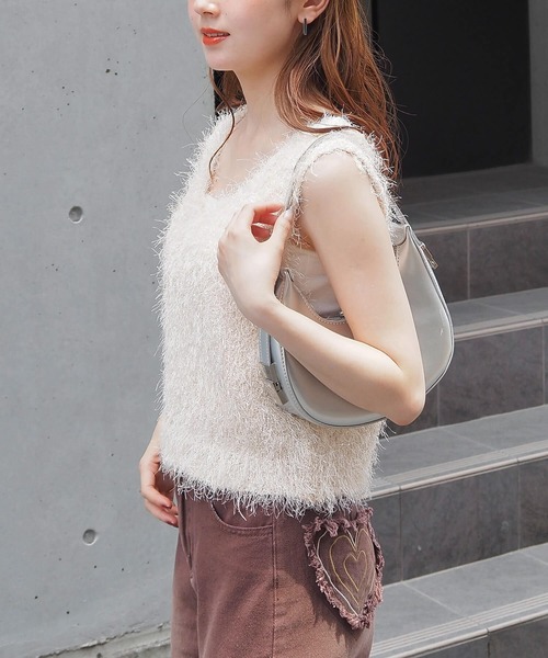 tiptop（ティップトップ）の「ラメフェザー2wayベスト（ベスト・レディース・グレー/チャコールグレー/アイボリー・FREE）」の5枚目の写真