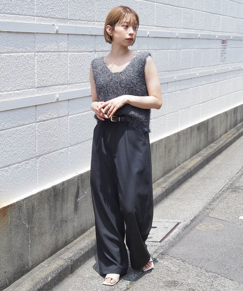 tiptop（ティップトップ）の「ラメフェザー2wayベスト（ベスト・レディース・グレー/チャコールグレー/アイボリー・FREE）」の14枚目の写真