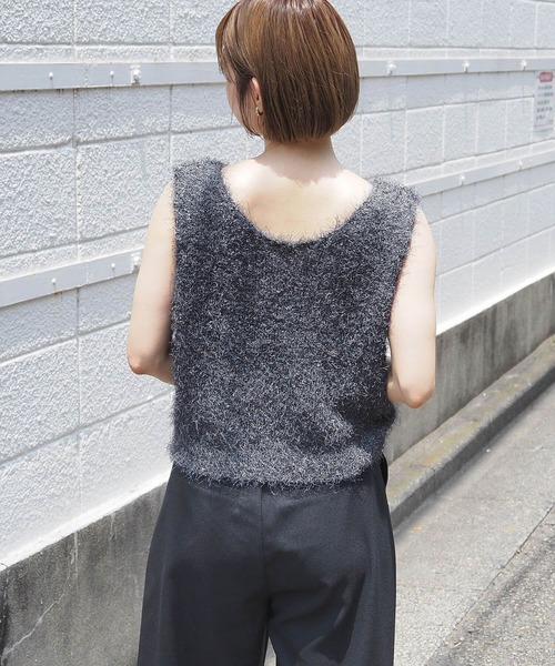 tiptop（ティップトップ）の「ラメフェザー2wayベスト（ベスト・レディース・グレー/チャコールグレー/アイボリー・FREE）」の16枚目の写真