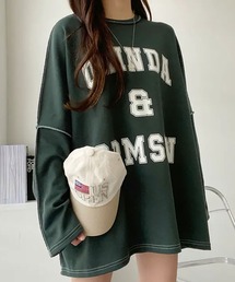 前プリントビックシルエットロングTシャツ カットソー