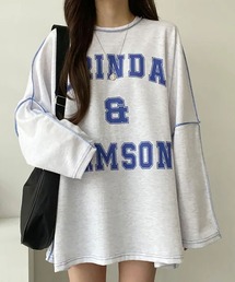 前プリントビックシルエットロングTシャツ カットソー