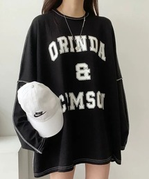 前プリントビックシルエットロングTシャツ カットソー