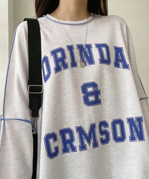 Asterellivi（アステレリビ）の「前プリントビックシルエットロングTシャツ　カットソー（Tシャツ/カットソー・レディース・グリーン/ライトグレー/ブラック・FREE）」の16枚目の写真
