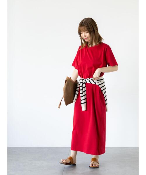 Lugnoncure(ルノンキュール)の「半袖カットワンピース(ワンピース・レディース・チャコールグレー/ブラック/レッド・F)」の6枚目の写真