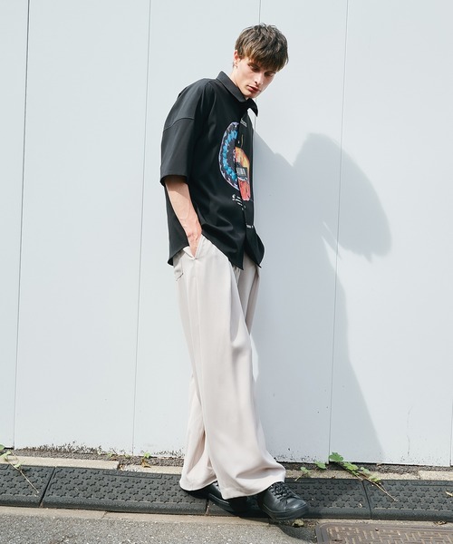 SHAREEF(シャリーフ)の「【SHAREEF】WIDE SLACKS(スラックス・メンズ・ホワイト/ブラック・1/2)」の3枚目の写真