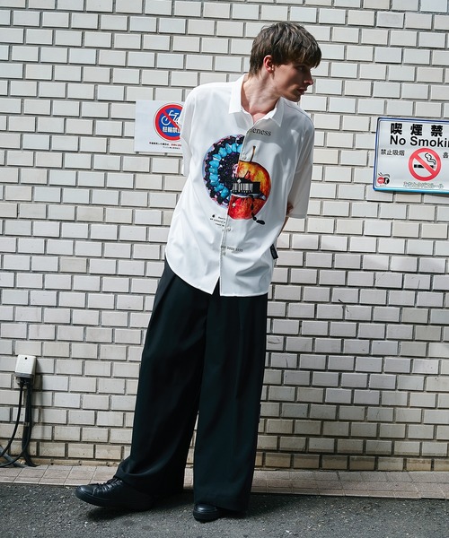 SHAREEF(シャリーフ)の「【SHAREEF】WIDE SLACKS(スラックス・メンズ・ホワイト/ブラック・1/2)」の5枚目の写真