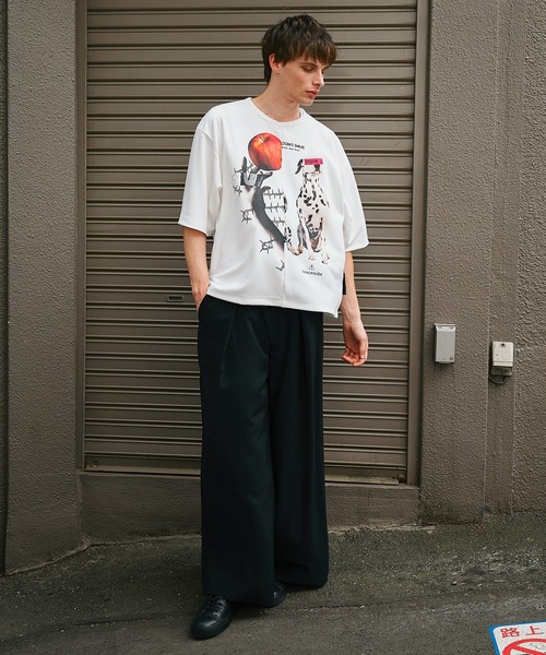 SHAREEF(シャリーフ)の「【SHAREEF】WIDE SLACKS(スラックス・メンズ・ホワイト/ブラック・1/2)」の6枚目の写真