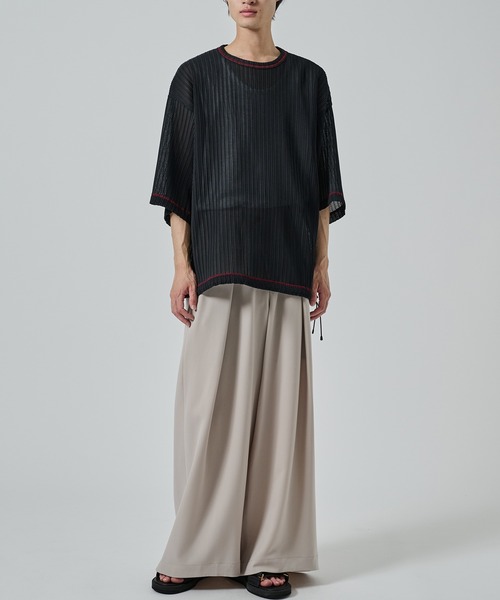 SHAREEF(シャリーフ)の「【SHAREEF】WIDE SLACKS(スラックス・メンズ・ホワイト/ブラック・1/2)」の8枚目の写真