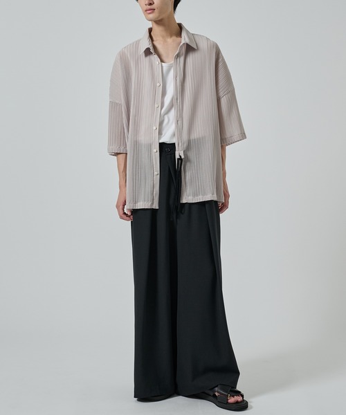 SHAREEF(シャリーフ)の「【SHAREEF】WIDE SLACKS(スラックス・メンズ・ホワイト/ブラック・1/2)」の11枚目の写真