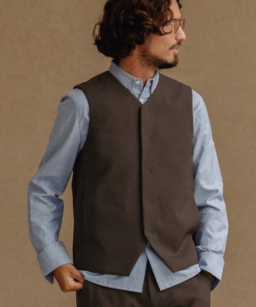 CALL&RESPONSE（コールアンドレスポンス）の「mcg3670-ベスト-メランジツイル（ベスト・メンズ・チャコール/ブラウン・2/4/5）」の2枚目の写真