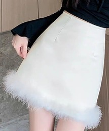 裾ファー 合皮ミニスカート