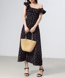DAY CLOSET（デイ クローゼット）の「レディース 前後2WAY小粒柄ワンショルロングワンピース（ワンピース・レディース）」