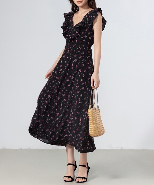 DAY CLOSET(デイ クローゼット)の「レディース 前後2WAY小粒柄ワンショルロングワンピース(ワンピース・レディース・ブラック系その他/ドット・M/L/XL/S)」の19枚目の写真