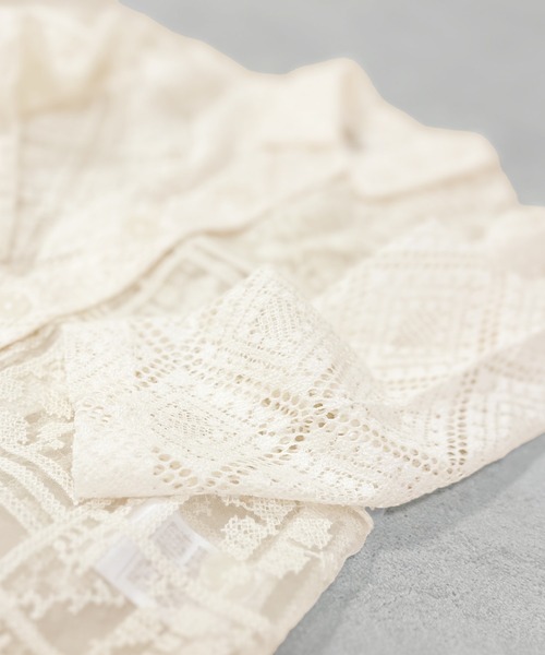 MARKEY'S（マーキーズ）の「レースシャツ（シャツ/ブラウス・キッズ・ブラウン/オフホワイト・S/M/LL/L）」の3枚目の写真