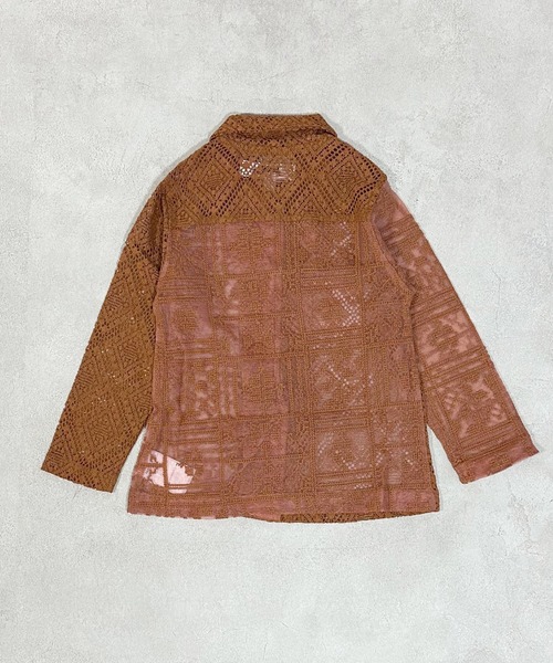 MARKEY'S（マーキーズ）の「レースシャツ（シャツ/ブラウス・キッズ・ブラウン/オフホワイト・S/M/LL/L）」の5枚目の写真