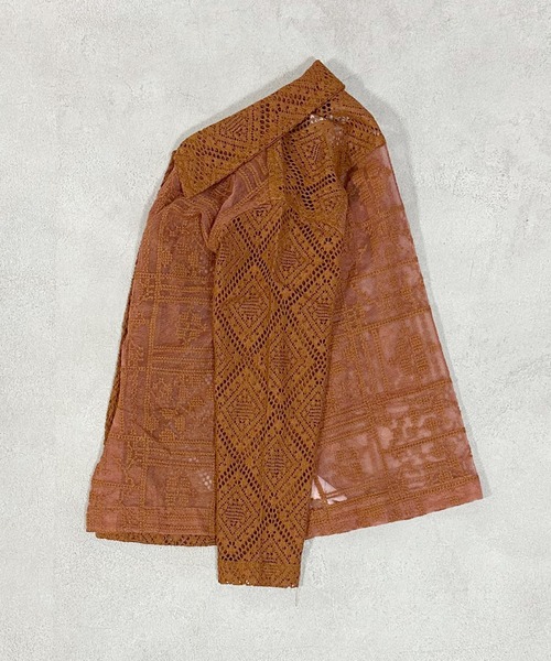 MARKEY'S（マーキーズ）の「レースシャツ（シャツ/ブラウス・キッズ・ブラウン/オフホワイト・S/M/LL/L）」の6枚目の写真