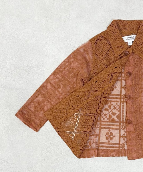 MARKEY'S（マーキーズ）の「レースシャツ（シャツ/ブラウス・キッズ・ブラウン/オフホワイト・S/M/LL/L）」の7枚目の写真