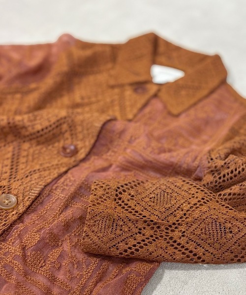 MARKEY'S（マーキーズ）の「レースシャツ（シャツ/ブラウス・キッズ・ブラウン/オフホワイト・S/M/LL/L）」の8枚目の写真