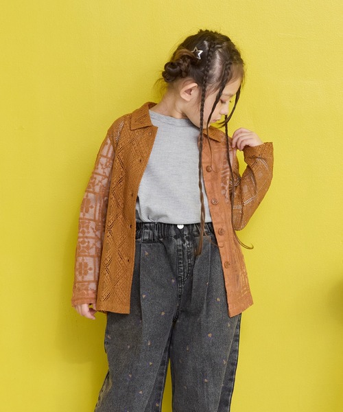 MARKEY'S（マーキーズ）の「レースシャツ（シャツ/ブラウス・キッズ・ブラウン/オフホワイト・S/M/LL/L）」の9枚目の写真