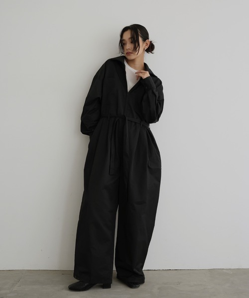 hellam（へラム）の「合繊ツイル スタンドカラージャンプスーツ（つなぎ/オールインワン・レディース・オフホワイト/ブラック/グレイッシュベージュ/ブラウン・FREE）」の15枚目の写真