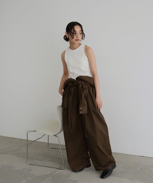 hellam（へラム）の「合繊ツイル スタンドカラージャンプスーツ（つなぎ/オールインワン・レディース・オフホワイト/ブラック/グレイッシュベージュ/ブラウン・FREE）」の22枚目の写真