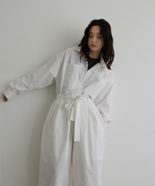 セール】合繊ツイル スタンドカラージャンプスーツ（つなぎ