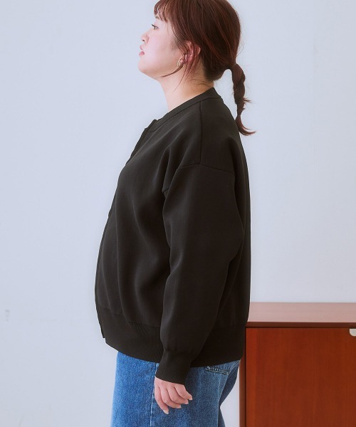 SMILE LAND（スマイルランド）の「＜大きいサイズ＞スポンジニットジップアップカーディガン（カーディガン/ボレロ・レディース・グリーン/ブラック・3L/5L/4L/LL/L）」の11枚目の写真