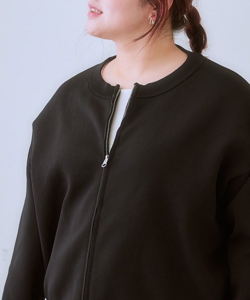 SMILE LAND（スマイルランド）の「＜大きいサイズ＞スポンジニットジップアップカーディガン（カーディガン/ボレロ・レディース・グリーン/ブラック・3L/5L/4L/LL/L）」の13枚目の写真