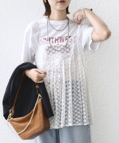 POTECHINO ビジュー付き フラワーチュールレース チュニック POTECHINO ビジュー付き フラワーチュールレース チュニック
