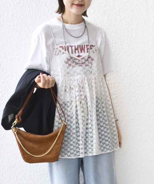 momoさま⭐︎専用になります　ブルマリン　手刺繍レースチュニック　42サイズ Samansa Mos2（サマンサ モスモス）の「クロス刺繍チュニック