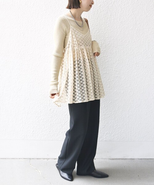 SHIPS（シップス）の「〈手洗い可能〉フラワー チュール 刺繍 チュニック ワンピース（チュニック・レディース・ベージュ/オフホワイト・ONE SIZE）」の18枚目の写真