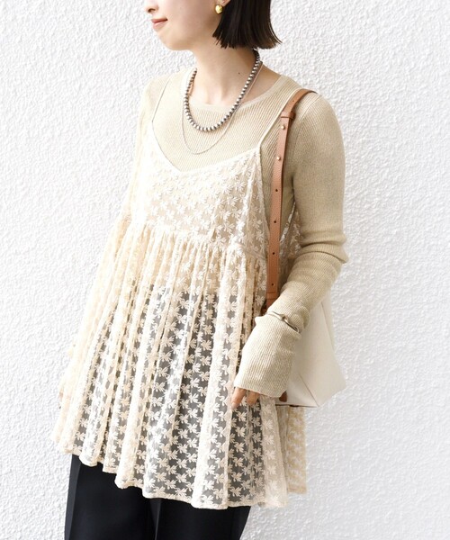 SHIPS（シップス）の「〈手洗い可能〉フラワー チュール 刺繍 チュニック ワンピース（チュニック・レディース・ベージュ/オフホワイト・ONE SIZE）」の20枚目の写真