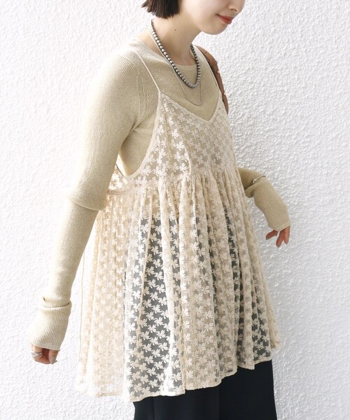 ✿極美品✿❋慈雨❋花ドット刺繍 チュニック＆ワンピース 手洗い可能〉フラワー チュール 刺繍 チュニック ワンピース