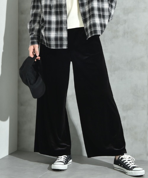 INTERPLANET(インタープラネット)の「ベロアウエストゴムワイドパンツ(その他パンツ・レディース・チャコールグレー/ブラウン/ブラック・FREE)」の2枚目の写真