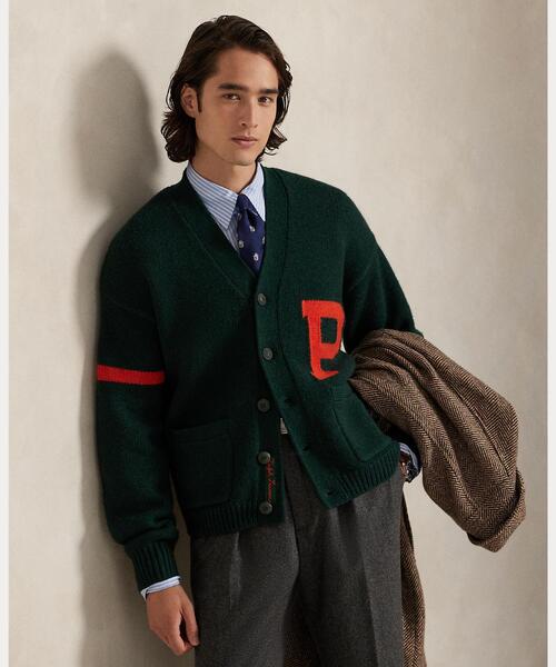 ウール Vネック レター カーディガン（カーディガン/ボレロ）｜POLO