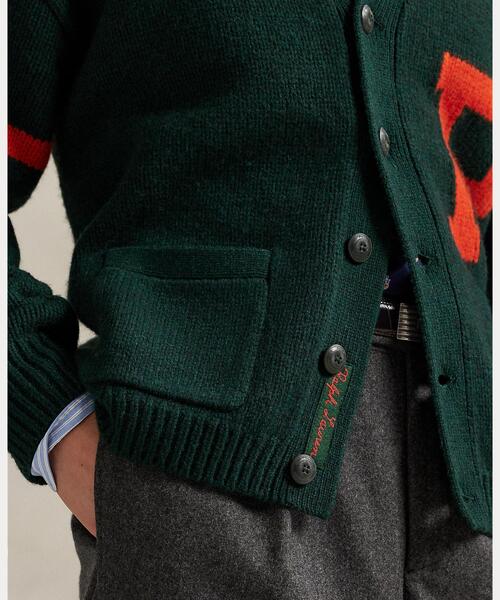 ウール Vネック レター カーディガン（カーディガン/ボレロ）｜POLO