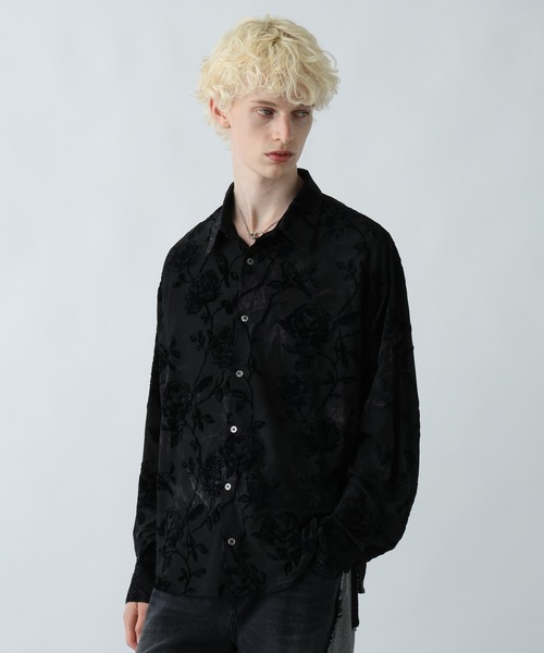 【HARE】ボタニカルBIGシャツ 黒 HARE / ウエスタンBIGシャツ HARE - HAREハレの黒色ボタニカル