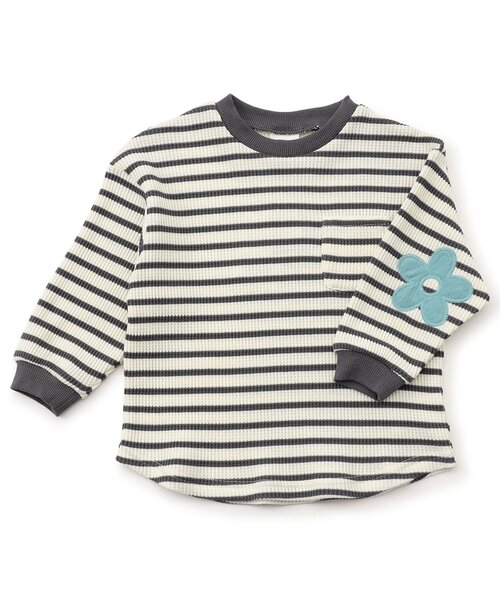 BREEZE(ブリーズ)の「【リンク/ジュニア対応】いろいろパッチワッフルロンT(Tシャツ/カットソー・キッズ・ブルー/オフホワイト/ブラック/レインボー/ピンク・110/100/90/80/140/130/120)」の1枚目の写真