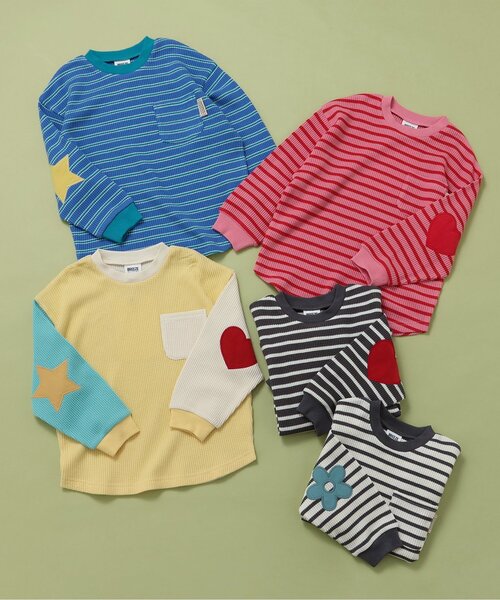 BREEZE(ブリーズ)の「【リンク/ジュニア対応】いろいろパッチワッフルロンT(Tシャツ/カットソー・キッズ・ブルー/オフホワイト/ブラック/レインボー/ピンク・110/100/90/80/140/130/120)」の8枚目の写真