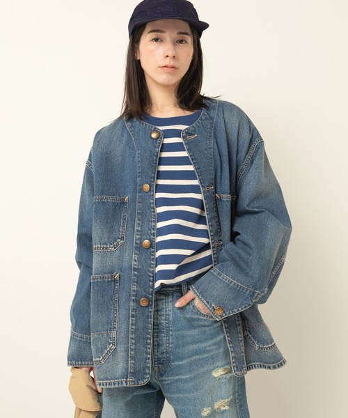 RNA-N（アールエヌエーエヌ）の「J2149 ノーカラービッグカバーオール（カバーオール・レディース・インディゴブルー/ブラック/オリーブ・FREE）」の8枚目の写真