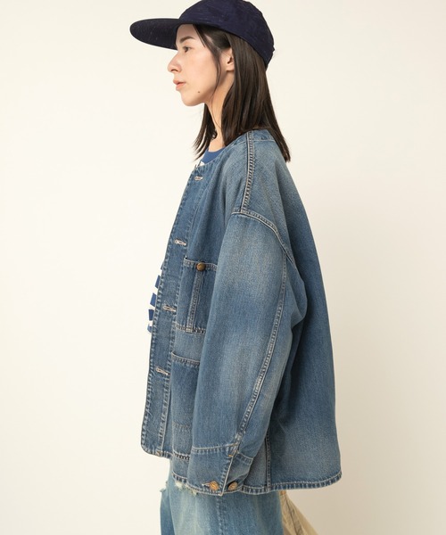 RNA-N（アールエヌエーエヌ）の「J2149 ノーカラービッグカバーオール（カバーオール・レディース・インディゴブルー/ブラック/オリーブ・FREE）」の9枚目の写真