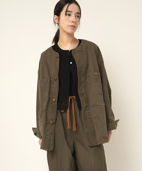 RNA-N（アールエヌエーエヌ）の「J2149 ノーカラービッグカバーオール（カバーオール・レディース・インディゴブルー/ブラック/オリーブ・FREE）」の4枚目の写真