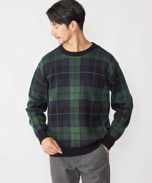 SHIPS（シップス）の「SHIPS: コットン カシミヤ クルーネック SHIPSタータン ニット（ニット/セーター・メンズ・ダークブルー・LARGE/X-LARGE/SMALL/MEDIUM）」の7枚目の写真